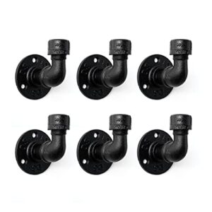 home tzh bathroom towel hooks for hanging 3 pack vintage industrial pipe towel holder black wall mounted heavy duty hook decorative for farmhouse bathroom kitchen (6, black)