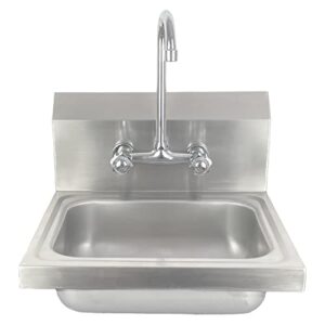 erupta 304# stainless steel basin commercial wall mount hand sink 17'' x 15'' for public places, restaurants, schools, kitchens and homes