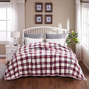 ielevations 120×120 inches checked blanket 10' x 10' extra large throw blanket big blanket soft light smooth stewart tartan plaid flannel blanket for family and friends