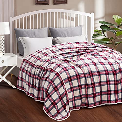 ielevations 120×120 Inches Checked Blanket 10' x 10' Extra Large Throw Blanket Big Blanket Soft Light Smooth Stewart Tartan Plaid Flannel Blanket for Family and Friends