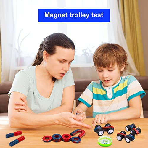 MakerFocus Science Magnet Kits for Kids:Educational Magnet Science Projects STEM Magnets Experiment Tools Physics Lab Magnet Kits Includes Bar/Ring/Horseshoe/Compass/Magnetic Iron Powder, White