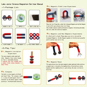 MakerFocus Science Magnet Kits for Kids:Educational Magnet Science Projects STEM Magnets Experiment Tools Physics Lab Magnet Kits Includes Bar/Ring/Horseshoe/Compass/Magnetic Iron Powder, White