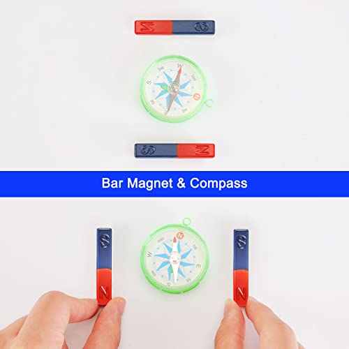 MakerFocus Science Magnet Kits for Kids:Educational Magnet Science Projects STEM Magnets Experiment Tools Physics Lab Magnet Kits Includes Bar/Ring/Horseshoe/Compass/Magnetic Iron Powder, White