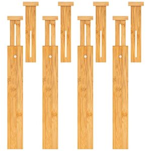 FILWH Bamboo Drawer Dividers Perfect Expandable Wooden Drawer Dividers for Kitchen Spring Loaded Adjustable Drawer Separators (2.4" High, 16.5"-22") for Bathroom Bedroom Dresser Office(4L Pack)