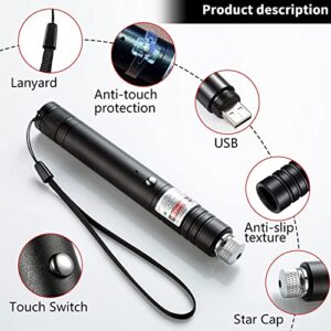 Red Laser Pointer High Power Long Range Strong Light Laser Pointer Pen, [2000 metres] Tactical Red Lazer Pointer Presentation Dot USB Rechargeable for Teaching Hunting Outdoor Astronomy Cat Laser Toy