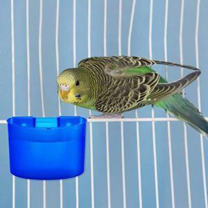 30 Pcs Cage Cups Bird Feeders Chicken Water Feeder Bunny Food Bowl Plastic Seed Bowl Hanging Chicken Feeding Watering Dish Feeders, Bird Cage Feeding Cups for Parrot Parakeet Pet Poultry Pigeon, Blue