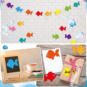 200 Pieces Fish Paper Cutouts Classroom Bulletin Board Decorations Colorful Fish Shapes Accents Fish Die Cuts for Wall Decor Kids School Themed Party Supplies Teachers DIY Craft Projects