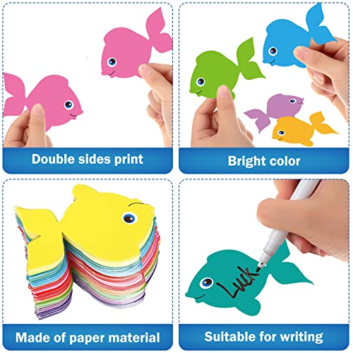 200 Pieces Fish Paper Cutouts Classroom Bulletin Board Decorations Colorful Fish Shapes Accents Fish Die Cuts for Wall Decor Kids School Themed Party Supplies Teachers DIY Craft Projects