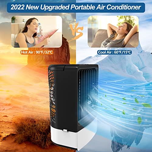 Portable Air Conditioners AC - Mini Air Conditioner, Personal Air Conditioner, 4000mAh Battery for Camping, Car, with Remote Control Night Light & Timing