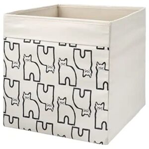 drÖna box cat patterned/beige 13x15x13 ' storage box for kallax shelving units & cabinets, medium