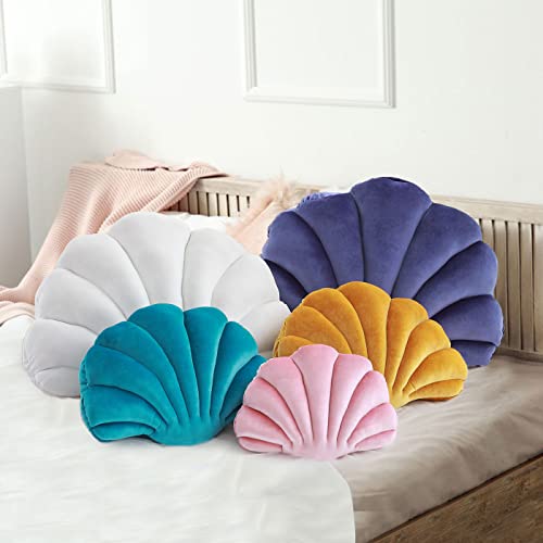 S_SSOY Seashell Decorative Pillow Ocean Theme Velvet Throw Pillow Seashell Conch Decorative for Home Office Decor, 1Pcs