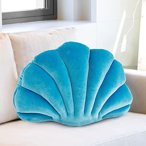 S_SSOY Seashell Decorative Pillow Ocean Theme Velvet Throw Pillow Seashell Conch Decorative for Home Office Decor, 1Pcs