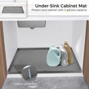 Waterproof Under Sink Mat for 36" Cabinet,Homaisson 35”×22” Flexible Silicone Cabinet Protection Mat, Under Sink Tray, Drips Leaks Spills Protector, Cabinet Liner for Kitchen, Bathroom