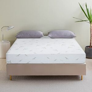 coolsence twin cool gel memory foam mattress bed in a box 6 inch, certipur-us certified bamboo cover green tea mattress made in usa, medium firm, 38”x75”x6”