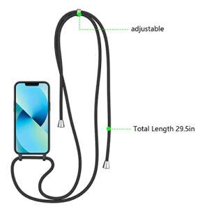 ZTOFERA Crossbody Case for iPhone 13/14 with Lanyard Strap Protective Case Adjustable Neck Rope Liquid Silicone Soft Cover for iPhone 13/14 6.1 Inch,Black