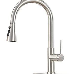 ARRISEA Bar Faucets, RV Faucets, Double Bowl Kitchen Sink Faucet with 10'' Deck Plate, Brushed Nickel Single Handle Laundry Sink Faucet with Three Modes Sprayer, Farmhouse Tap, Outdoor Sink Tap