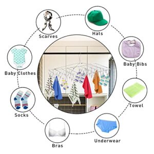 Tosnail 52 Clips Foldable Clothes Drying Rack with 30 Clips and Loops, Stainless Steel Clip and Drip Hangers, Laundry Accessories for Socks, Bras, Towels, Underwear, Baby Clothes