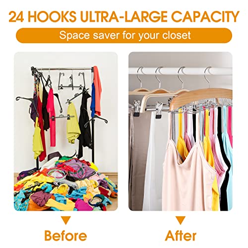 2Pcs Tank Top Hanger, Tie Belt Hangers, Bra Hanger with Premium Wood, Foldable Tie Rack Hanger,Space Saving Closet Organizer and Storage Rack, for Camisole, Bras, Ties, Necklace