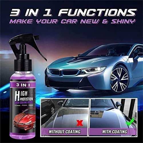 3 in 1 High Protection Quick Car Coating Spray, Car Scratch Nano Repair Spray, Plastic Parts Refurbish Agent, Quick Coat Car Wax Polish Spray for Cars, Easy to Use (100 ML, 3PCS)