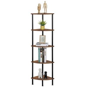 liantral 5 tier corner shelf, 49.8” corner shelf stand, corner bookshelf plant stand, storage shelf for bathroom, living room, kitchen, home office