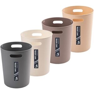 amorettise 4 pack small trash can for bathroom - 3 gallon/12-liter wastebasket, round plastic garbage container bin for bedroom office.