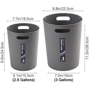 Amorettise 4 Pack Small Trash Can for Bathroom - 3 Gallon/12-Liter Wastebasket, Round Plastic Garbage Container Bin for Bedroom Office.