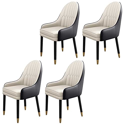 BAYCHEER Leather Contemporary Home Side Chair Parsons Chair of 21'' Wide Chairs - Black-White Set of 4