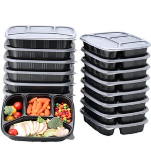 otor meal prep containers 34oz bento boxes 4 compartments with clear airtight lids food storage lunch box stackable travel containers 15 sets bpa free dishwasher,microwave,freezer safe