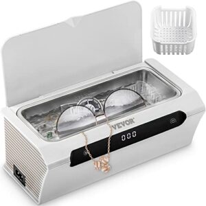 vevor ultrasonic jewelry cleaner, 45khz 500ml, professional ultrasonic cleaner w/ 4 digital timer & sus 304 tank, cleaning basket included, ultrasonic cleaner machine for jewelry watches coins, white