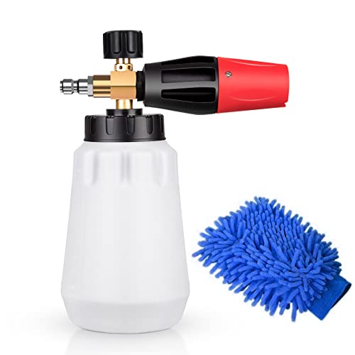 OGQ Foam Cannon, Adjustable Snow Foam Lance Body, Professional Car Foam Blaster,Pressure Washer Accessories for Car Wash with 1/4 Inch Quick Connector and 1 L Bottle