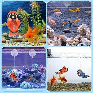 cobee Diver Aquarium Decorations, 2PCS Floating Fish Tank Decor Aquarium Diver with Floating Device Diver Figurines Cartoon Aquarium Ornament Fish Playmate Fish Tank Accessories