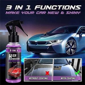 3 in 1 High Protection Quick Car Coating Spray, Extreme Slick Streak-Free Polymer Quick Detail Spray, Plastic Parts Refurbish Agent, Quick Coat Car Wax Polish Spray for Cars, Easy to Use (100ml, 3)