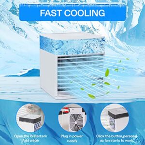 Personal Air Conditioners Portable AC Mini Air Conditioner for Office Dorm Room,Small AC Desktop Air Cooler Fan with Humidifier,3 Speed,7 Color light