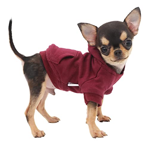 LOPHIPETS Dog Hoodies Sweatshirts for Small Dogs Teacup Chihuahua Yorkie Puppy Clothes Cold Weather Coat-Red/XXS