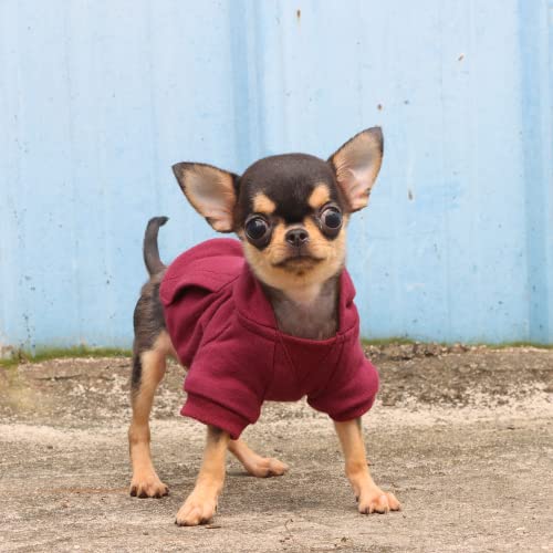 LOPHIPETS Dog Hoodies Sweatshirts for Small Dogs Teacup Chihuahua Yorkie Puppy Clothes Cold Weather Coat-Red/XXS