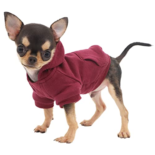 LOPHIPETS Dog Hoodies Sweatshirts for Small Dogs Teacup Chihuahua Yorkie Puppy Clothes Cold Weather Coat-Red/XXS