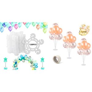 tinabless balloon arch clips(120 pcs) + 3 set balloon stand holder kit for birthday wedding party decorations supplies