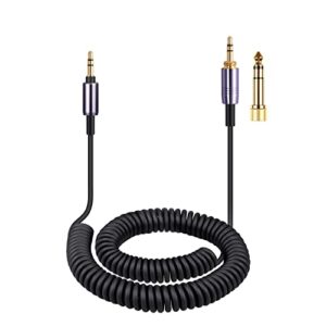 weishan wh-1000xm5 cable coiled aux cord replacement for sony wh-ch720n, wh-ch710n, mdr-950bt, 1am2, 7520 noise canceling headphones, 3.5mm(1/8") extension wire with 6.35mm(1/4") adapter, 14ft