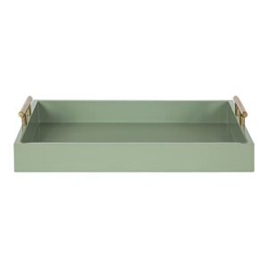 Kate and Laurel Lipton Decorative Modern Rectangular Tray, 16.5 x 12.25, Sage Green with Gold Handles, Chic Serving Tray for Storage, Organization, and Display