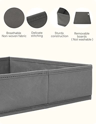 Teklar Dresser Drawer Organizers for Clothing [10 Pack] Foldable Fabric Shallow Clothes Drawer Dividers with 3.2" Height for Baby Clothes, Underwear, Sock, Bra (6 Medium + 4 Large, Grey)