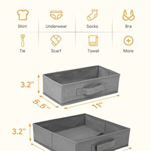 Teklar Dresser Drawer Organizers for Clothing [10 Pack] Foldable Fabric Shallow Clothes Drawer Dividers with 3.2" Height for Baby Clothes, Underwear, Sock, Bra (6 Medium + 4 Large, Grey)