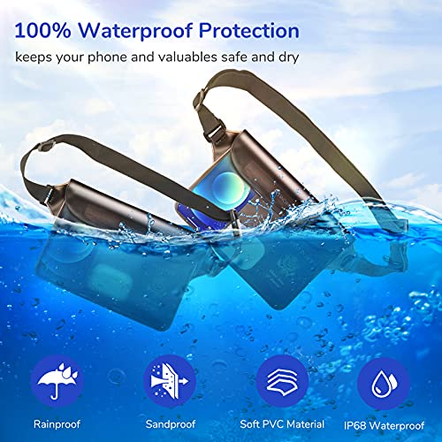 Syncwire IPX8 Waterproof Phone Pouch with Lanyard 2 Pack & IP68 Waterproof Fanny Bag with Adjustable Waist Strap 2 Pack for iPhone Samsung Galaxy and More, Beach Accessories, vacation must haves