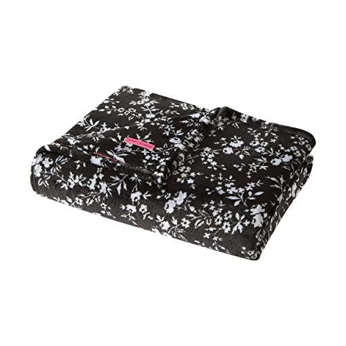 Betsey Johnson- Throw Blanket, Ultra Soft & Cozy Plush Home Decor, All Season Bedding (Pretty Floral Black, Oversized Throw) 50 x 70