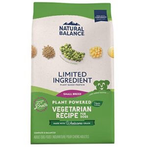 natural balance limited ingredient small breed adult dry dog food with vegan plant based protein and healthy grains, vegetarian recipe, 12 pound (pack of 1)