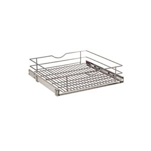 knape & vogt simply put 20.5-in w x 5.7-in h metal 1-tier pull out cabinet basket, 20 inch, frosted nickel