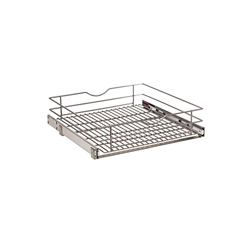 Knape & Vogt Simply Put 20.5-in W x 5.7-in H Metal 1-Tier Pull Out Cabinet Basket, 20 Inch, Frosted Nickel