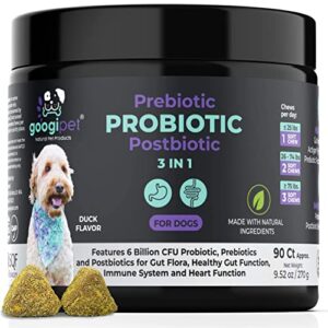 googipet probiotics for dogs - dog probiotics and digestive enzymes - natural dog probiotic chews w/prebiotics & pumpkin, helps dog diarrhea, constipation, digestion, allergies & immunity