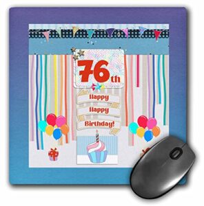 3drose image of 76th birthday tag, cupcake, candle, balloons, gift,... - mouse pads (mp_360011_1)