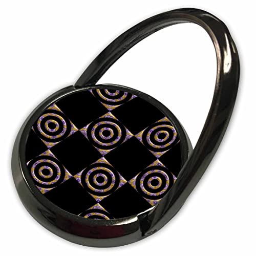 3dRose Purple Yellow and Black Circles in Squares Pattern - Phone Rings (phr_358848_1)