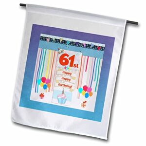 3drose image of 61st birthday tag, cupcake, candle, balloons, gift, streamers - flags (fl_359896_2)